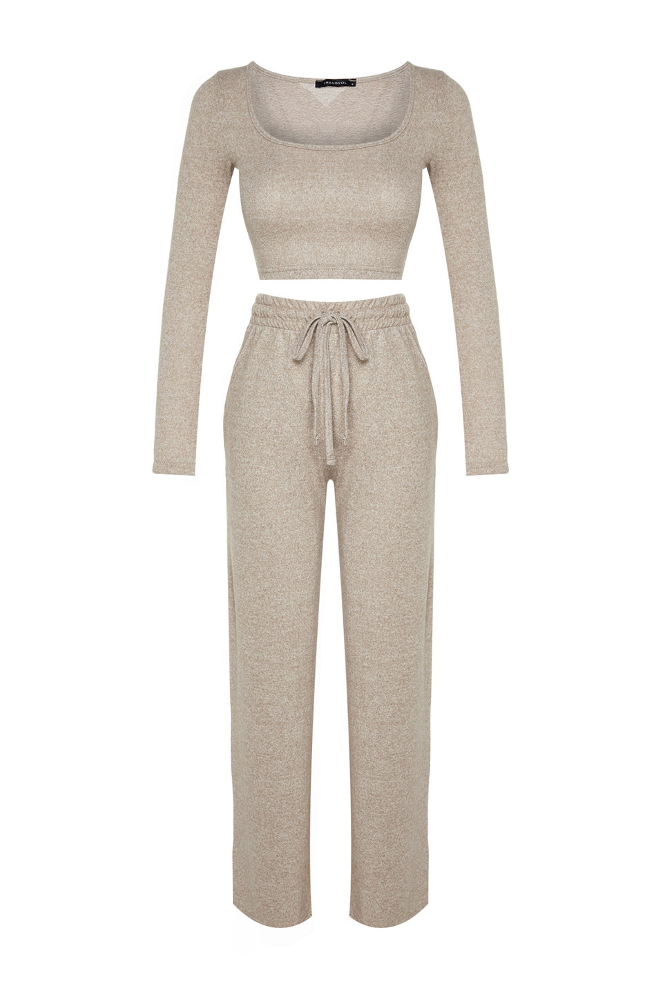 Soft Crop and Wide Leg Knitted Top and Bottom Set TWOAW23AU00125