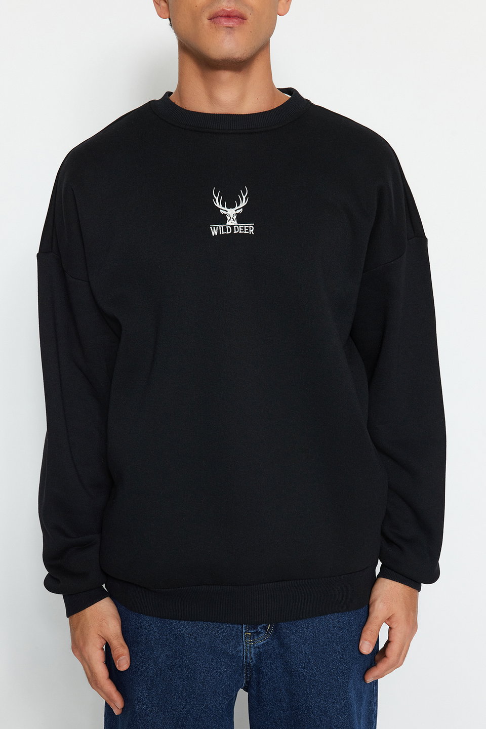 Oversize/Wide Cut Long Sleeve Animal Embroidered Sweatshirt TMNAW24SW00169