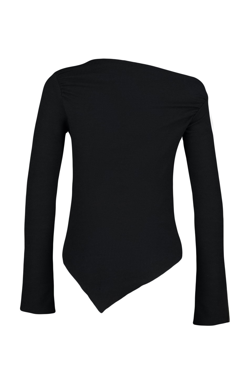Draped Boat Neck Asymmetric Flexible Long Sleeve Knitted Blouse TWOAW24BZ00393