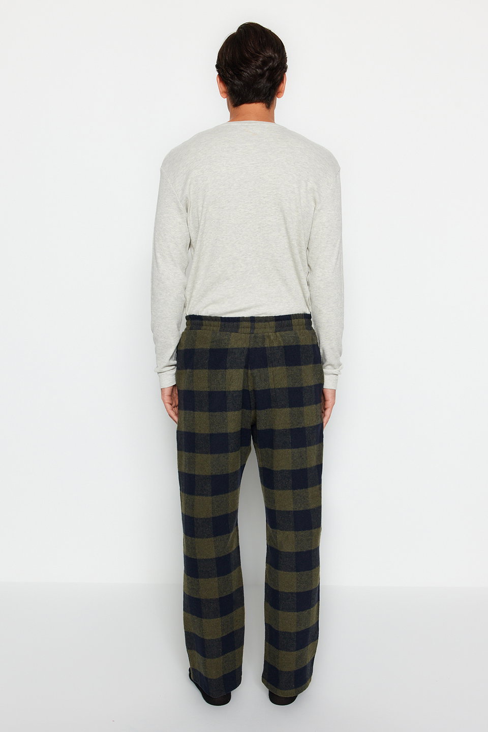 Regular Fit Comfortable Pattern Plaid Woven Pajama Bottoms TMNAW24PJ00019