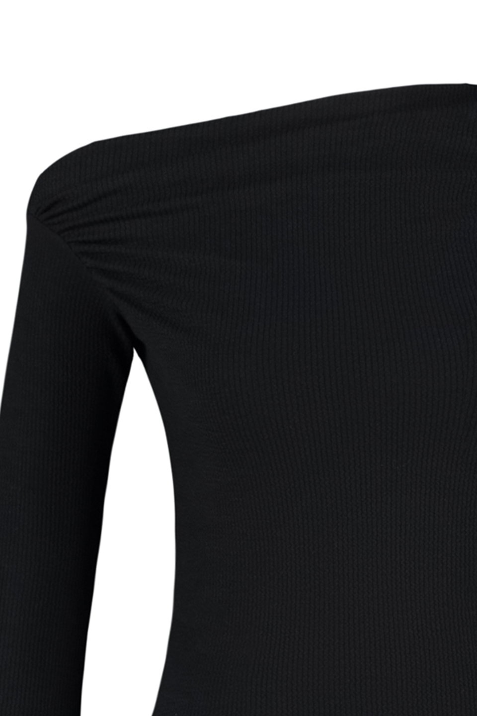 Draped Boat Neck Asymmetric Flexible Long Sleeve Knitted Blouse TWOAW24BZ00393