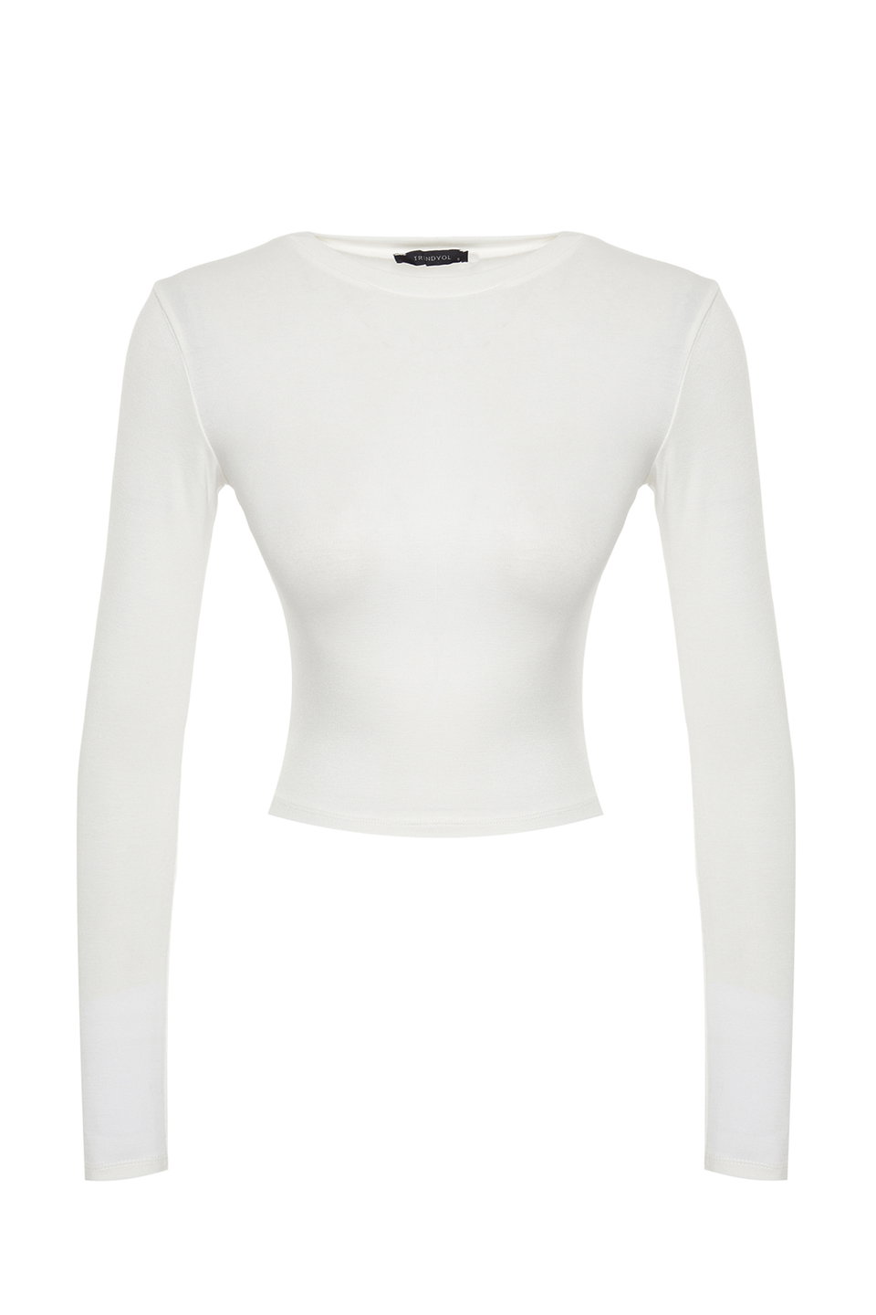 Premium Soft Fabric Viscose Crew Neck Crop Flexible Knitted Blouse TWOAW24BZ00116