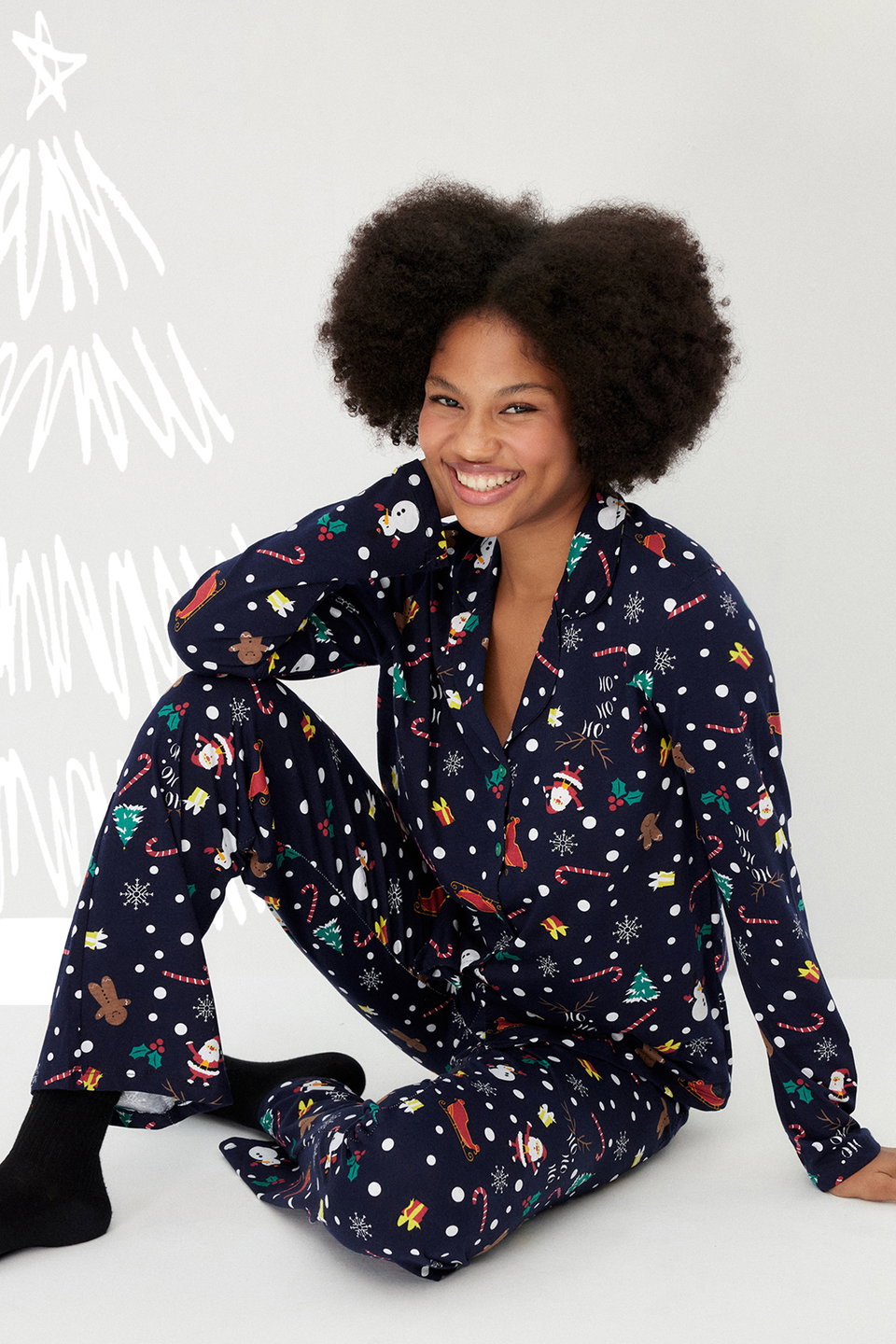 100% Cotton Winter Themed Knitted Pajama Set THMAW22PT1212