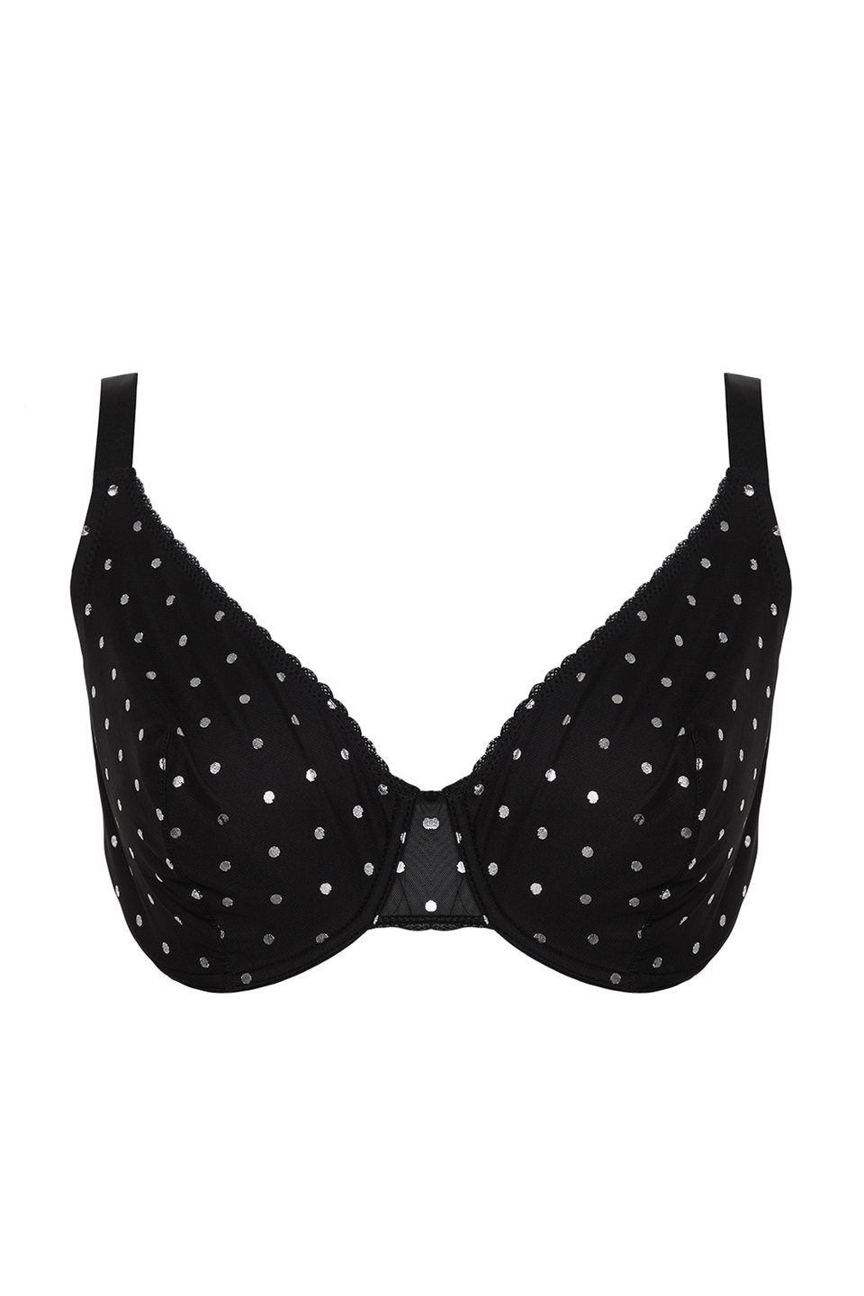 Fixed Cup Underwire Polka Dot Mesh Plus Size Bra Tbbaw24Cw00002