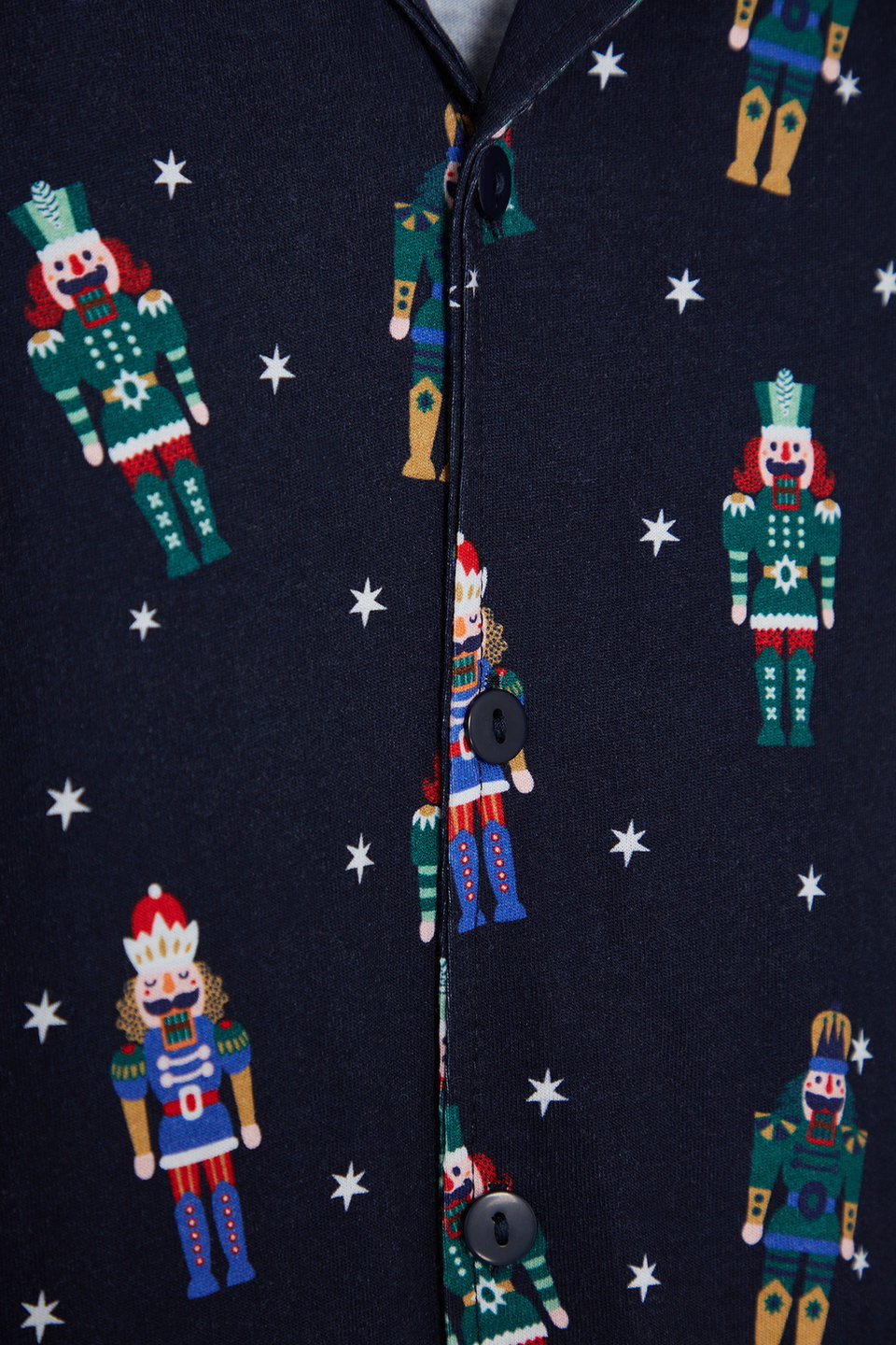 New Year Themed Shirt Collar Regular fit Knitted 100% Cotton Pajama Set TMNAW24PT00048