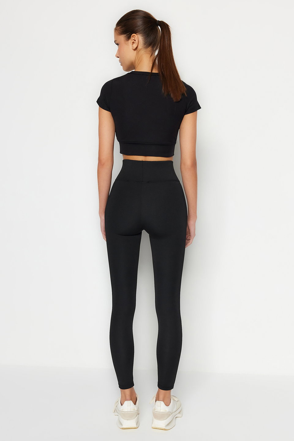 Wide Waist Elastic Extra Compression Full Length Knitted Sports Leggings TWOAW21TA0029