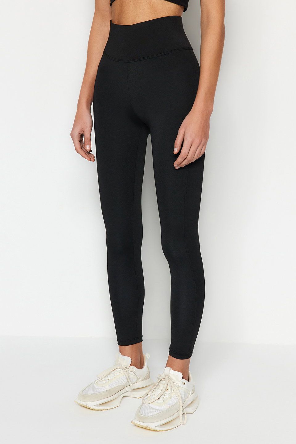 Wide Waist Elastic Extra Compression Full Length Knitted Sports Leggings TWOAW21TA0029
