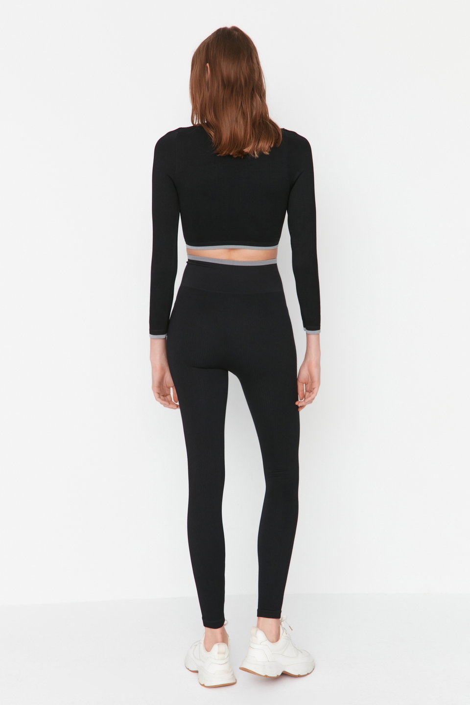 Seamless/Seamless Contrast Color Detail Full Length Knit Sports Tights TWOAW23TY00030