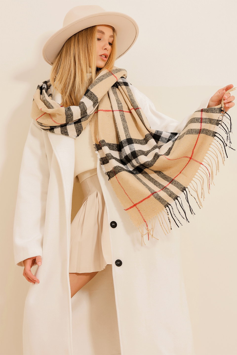 Women's Checked Shawl ALC-X11152