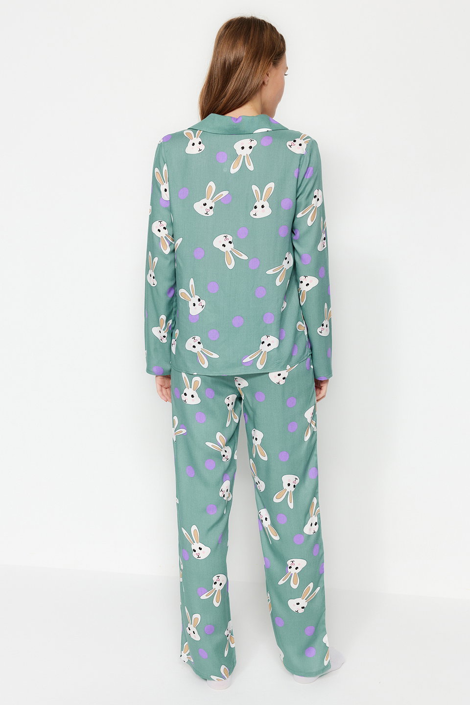 Women's Mini Me/Mom Daughter Rabbit Patterned Viscose Woven Pajamas Set Thmaw21Pt0048