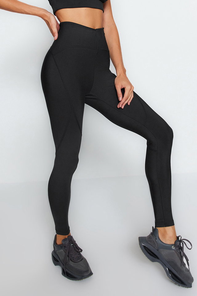 Black - Dark Damson Compression Full Length Knitted Sports Leggings TWOSS21TA0023