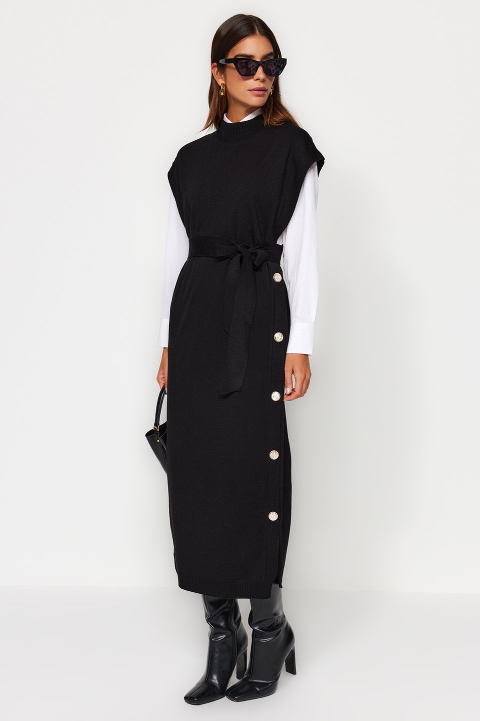 Button Detailed Knitwear Sweater Dress TCTAW24UV00038