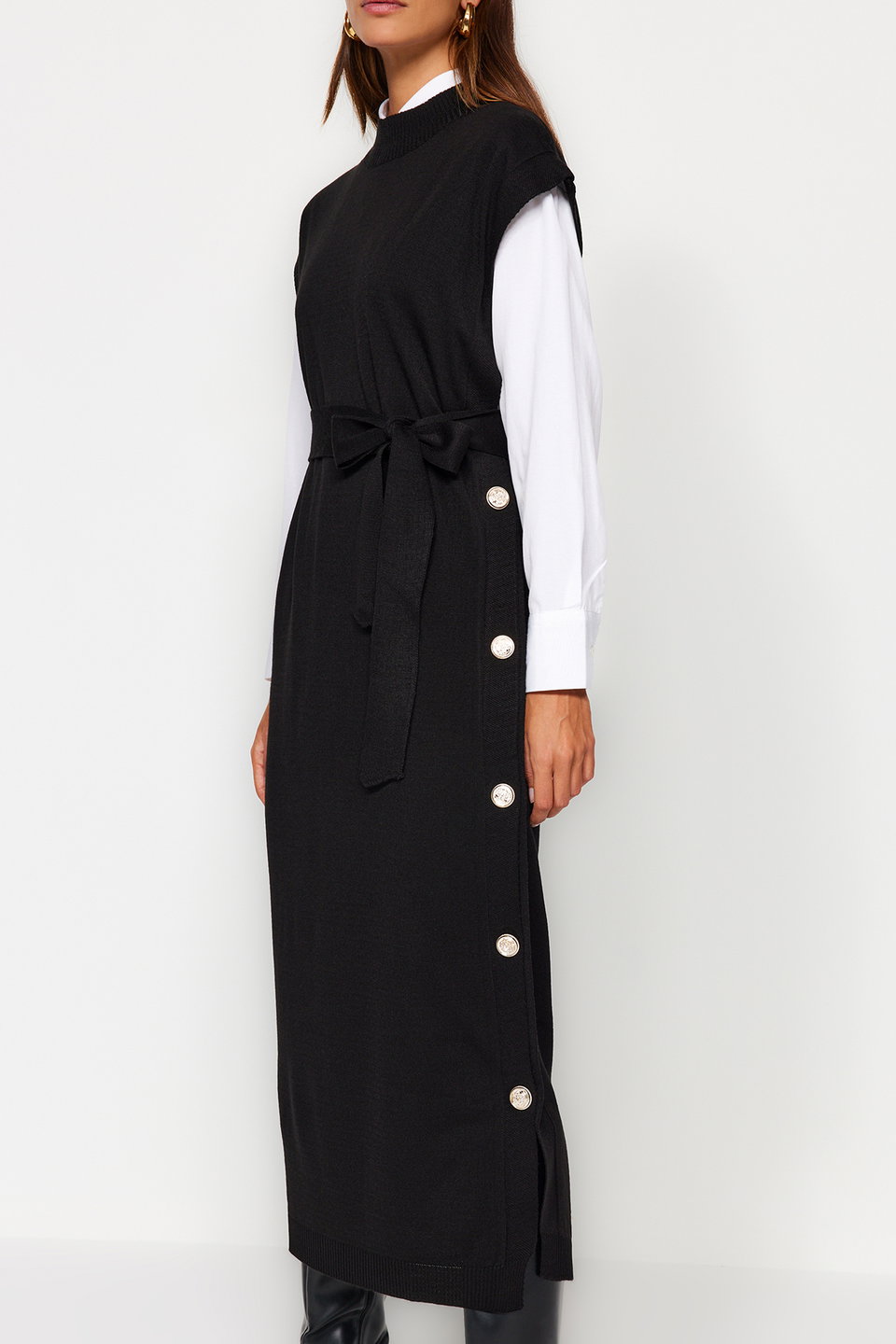 Button Detailed Knitwear Sweater Dress TCTAW24UV00038