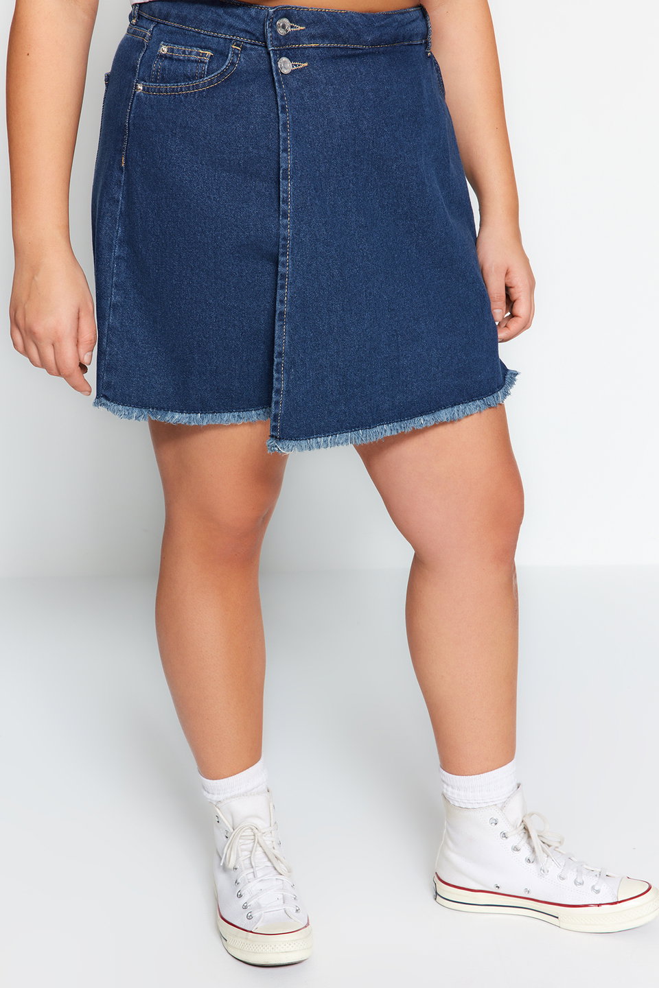 High Waist Hem Tasseled Short Skirt TBBSS23AP00008