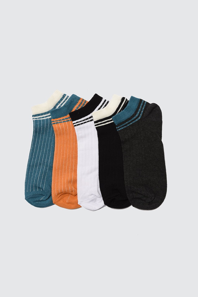 Very colorful - Multi-Colored 5-Pack Striped Booties-Short-Ankle Socks TMNSS21CO0096