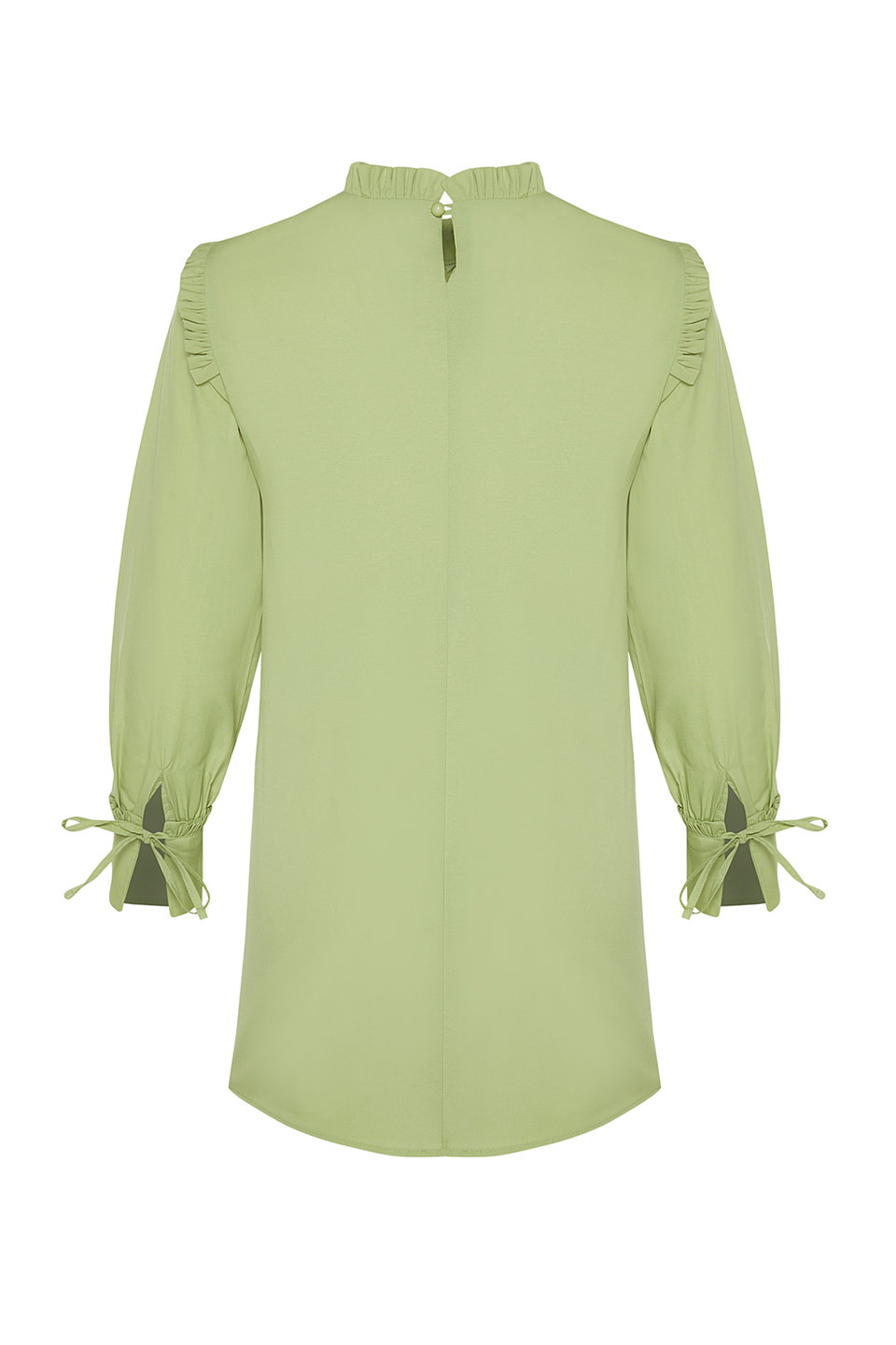 Shoulder and Cuff Frilly Woven Cotton Tunic TCTSS23UK00083