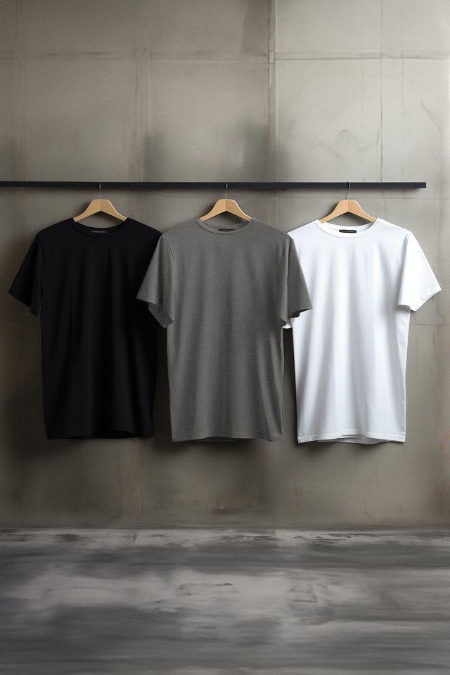 Multi-colored - Black-Anthracite Melange-White Slim/Slim Cut Crew Neck 100% Cotton 3 Pack T-Shirt Tmnss19Bo0007