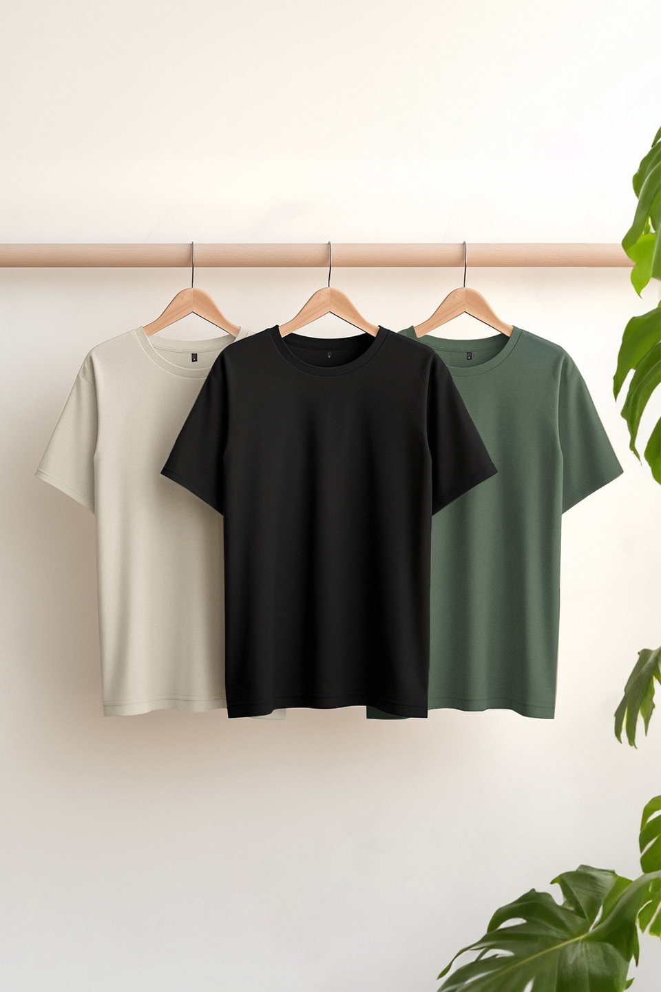 Melange- Slim/Slim Cut Crew Neck 100% Cotton 3 Pack T-Shirt Tmnss19Bo0007