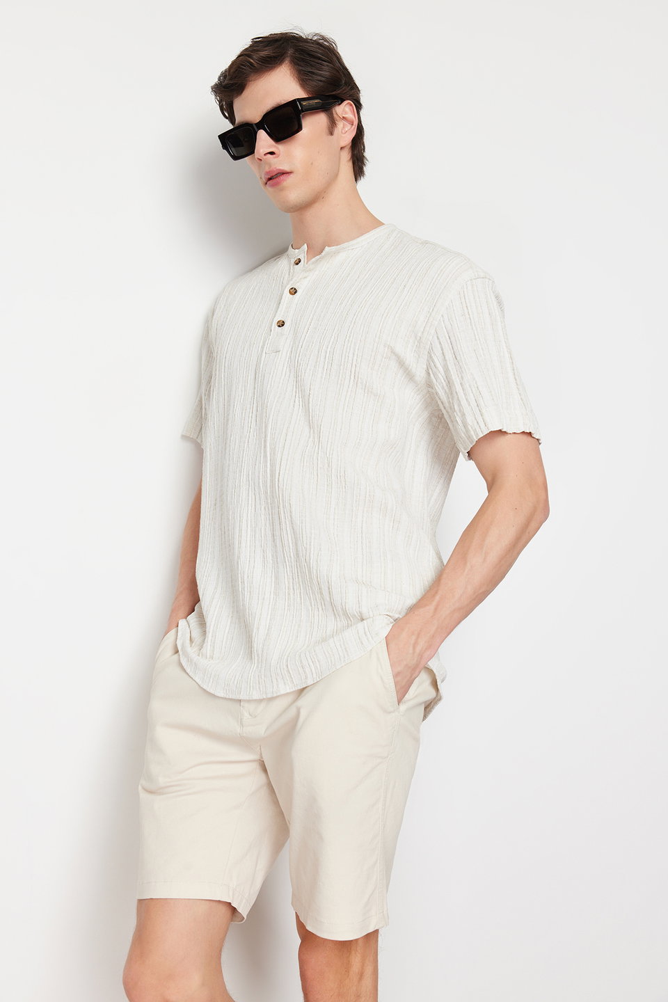 Linen Content Oversize Fit Shirt TMNSS23GO00139