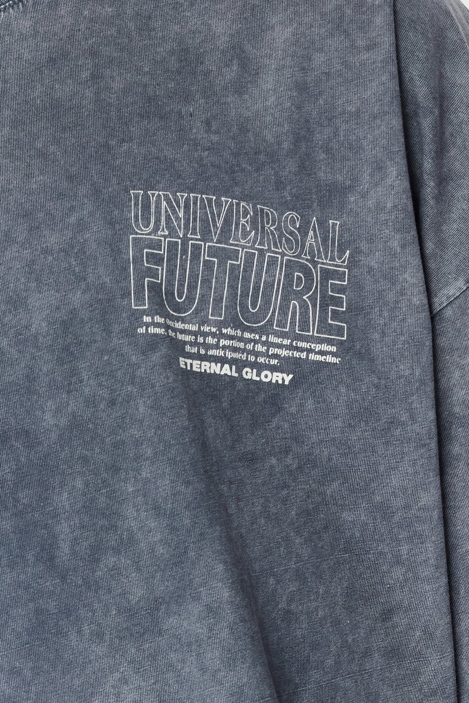 Oversize/Wide Cut Faded Effect Text Print 100% Cotton T-Shirt TMNSS24TS00043
