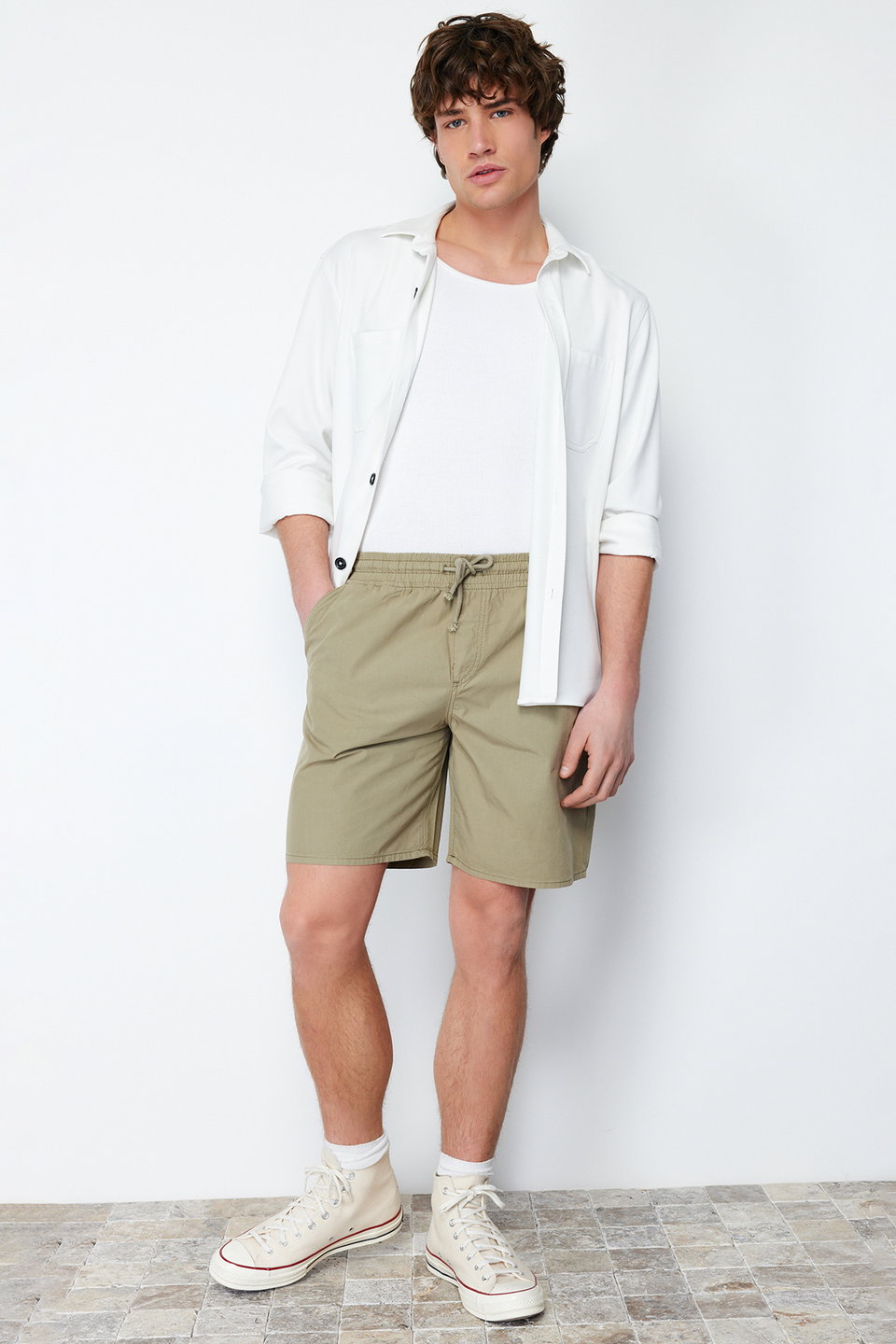 Regular Fit Paper Touch Soft Touched Waist Shorts Bermuda TMNSS24SR00006