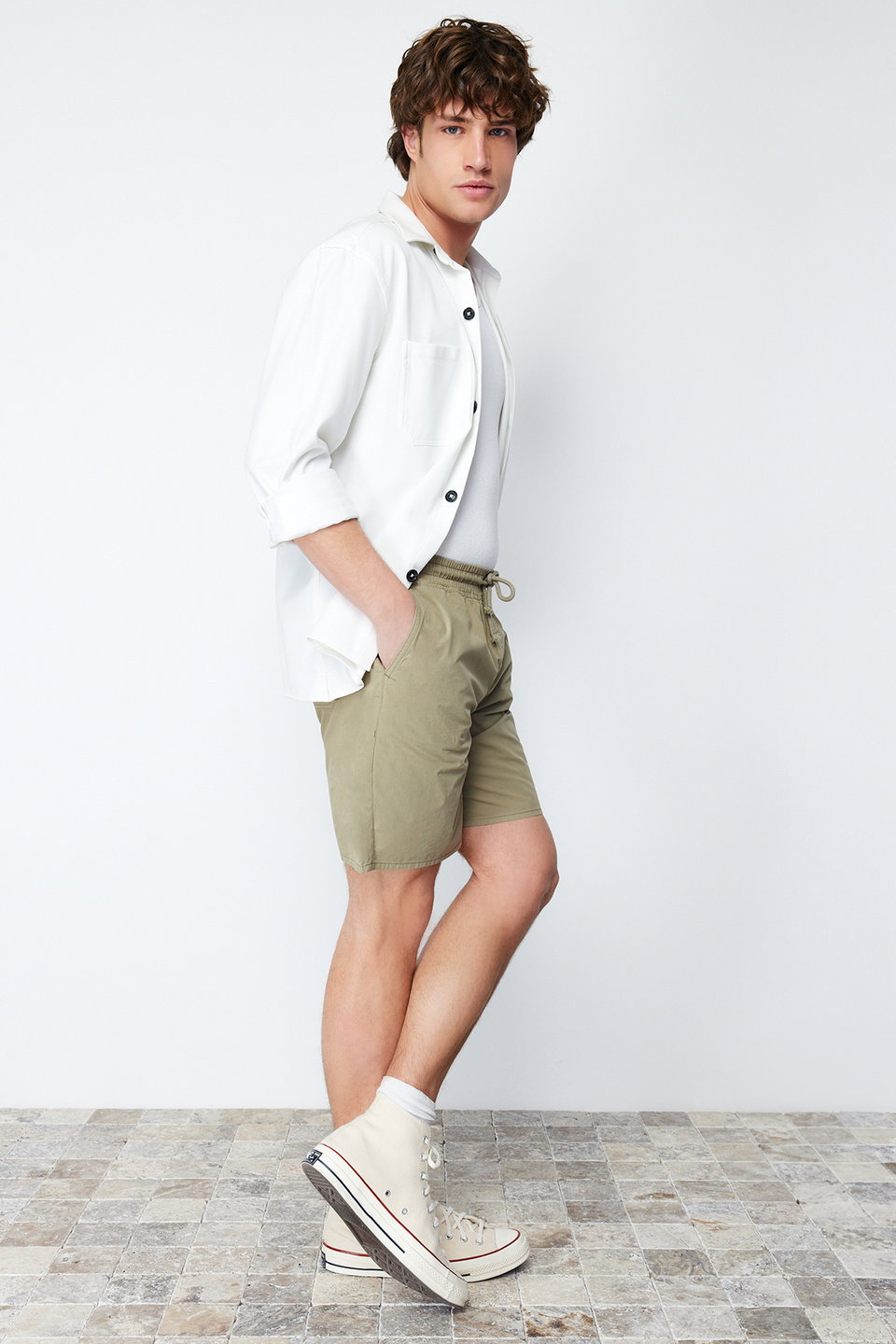 Regular Fit Paper Touch Soft Touched Waist Shorts Bermuda TMNSS24SR00006