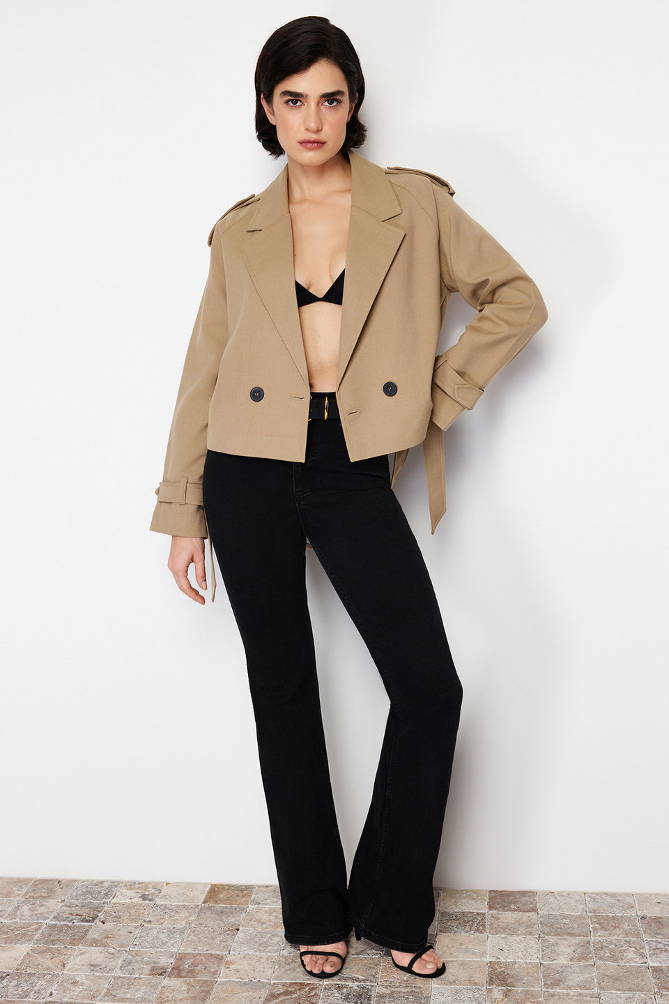 Premium Woven Crop Blazer Jacket TWOSS24BC00010