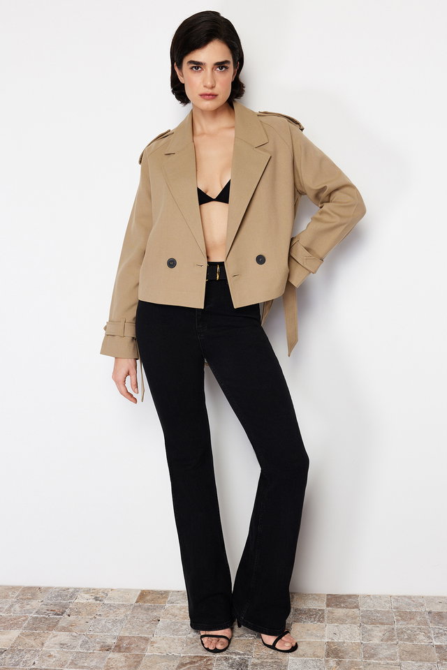 Mink - Mink Premium Woven Crop Blazer Jacket TWOSS24BC00010