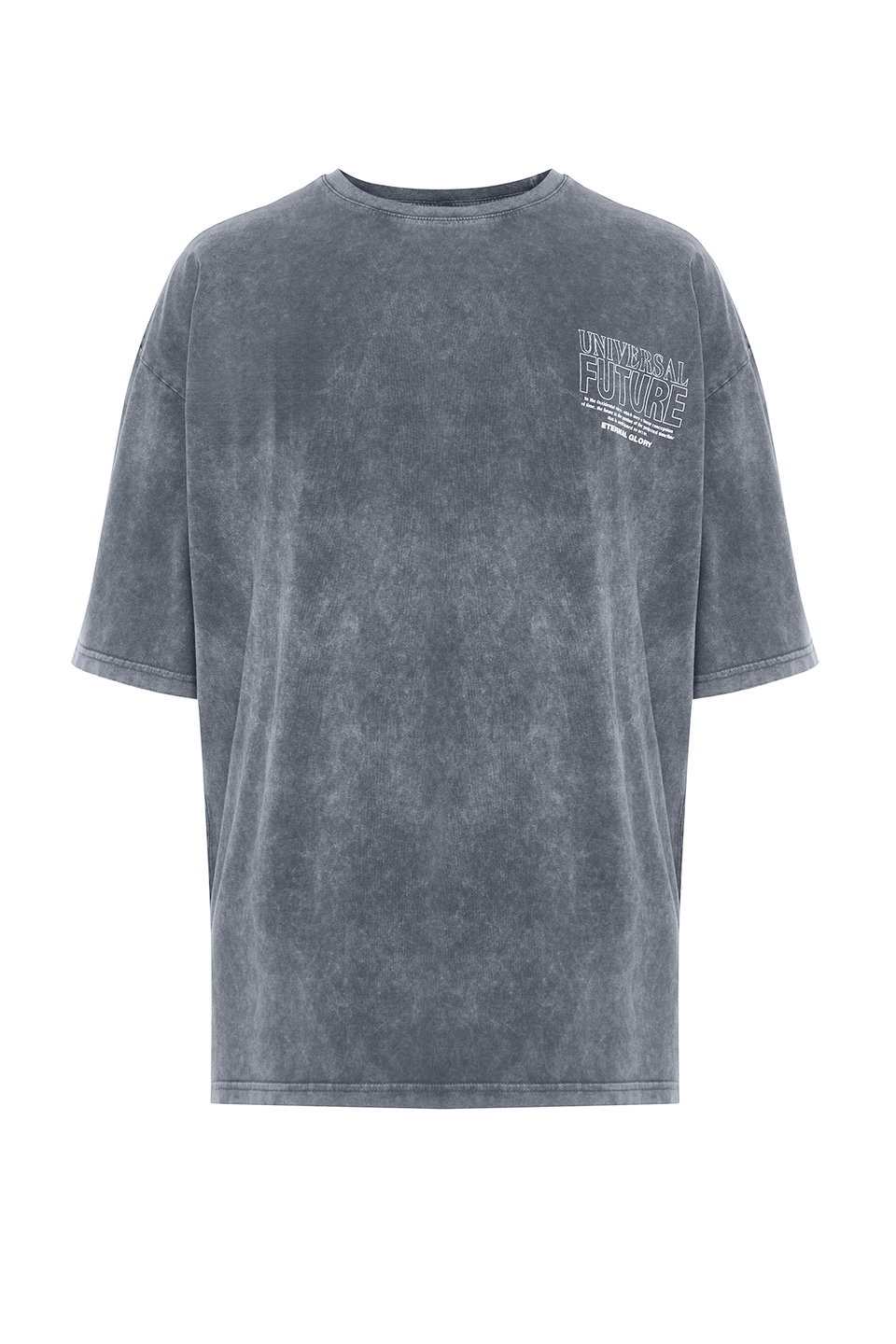 Oversize/Wide Cut Faded Effect Text Print 100% Cotton T-Shirt TMNSS24TS00043