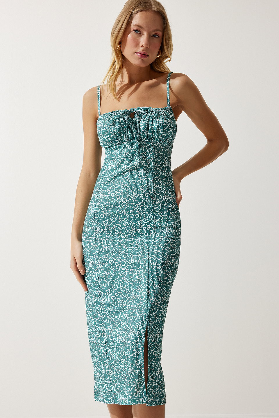BRAV Women's Floral Slit Summer Knitted Dress CI00029