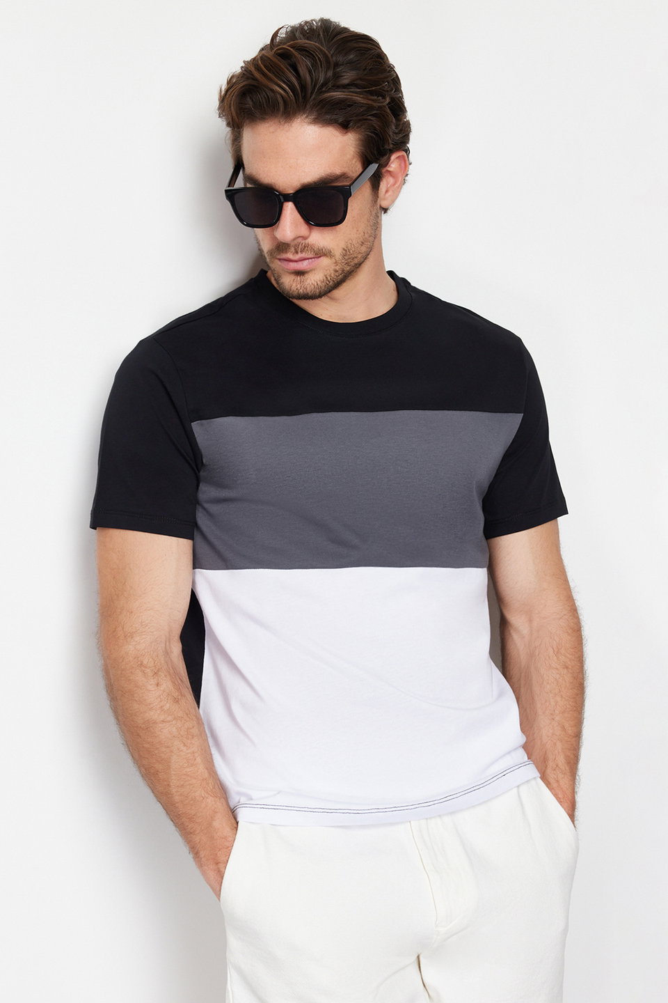 Regular Cut Color Blocked 100% Cotton T-Shirt TMNSS24TS00076