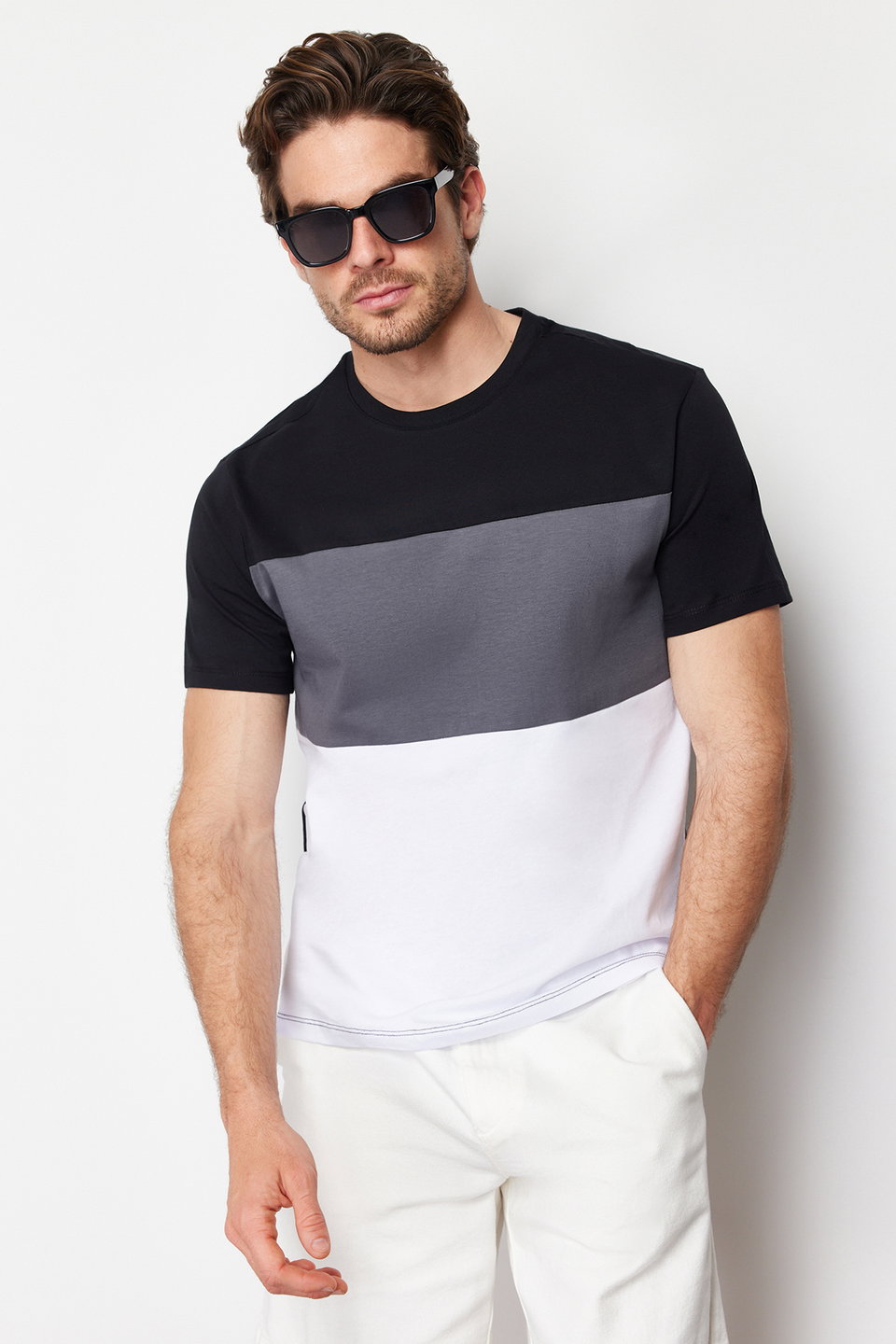 Regular Cut Color Blocked 100% Cotton T-Shirt TMNSS24TS00076