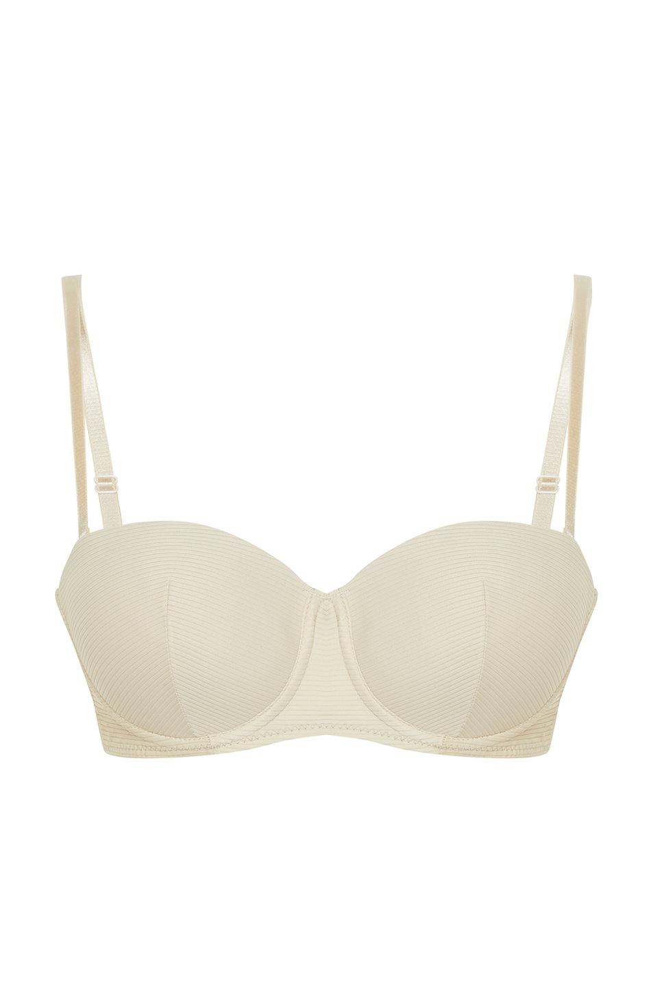 Corduroy Textured Removable Strap Strapless Unpadded Fixed Cup Bra Tbbss24Cw00004