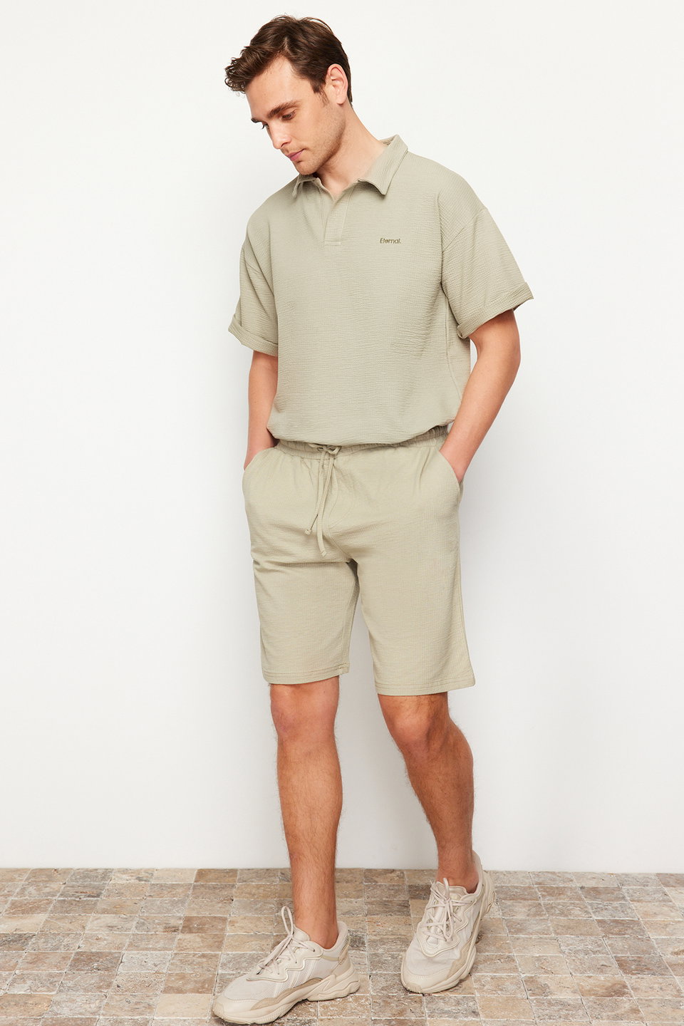 Oversize Fit Knitted Comfortable Fabric Shorts TMNSS24SR00051