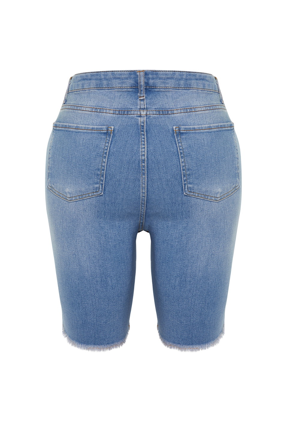 Leg Tassel Detailed Stretchy Skinny Denim Shorts TBBSS24AP00012