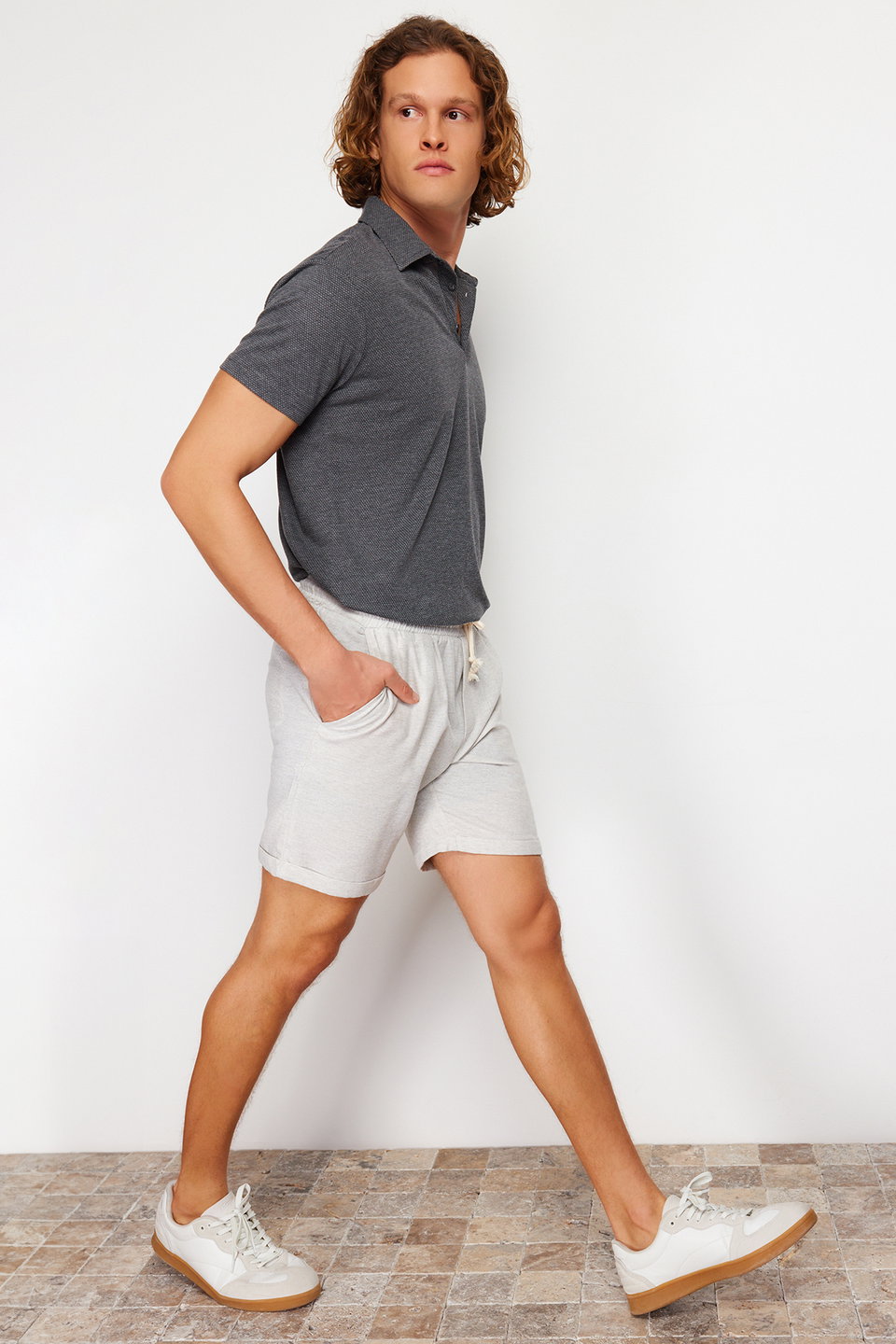 Regular Fit Elastic Waist Linen Look Short Shorts & Bermuda TMNSS22SR0020