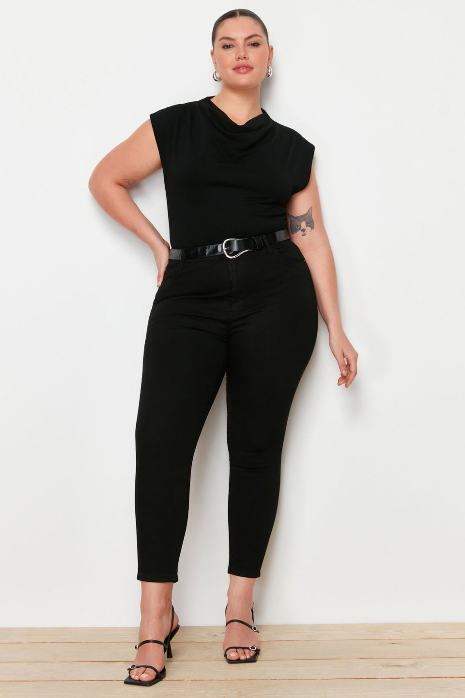 Non-Fading High Waist Stretchy Plus Size Skinny Jeans Tbbaw23Cj00061