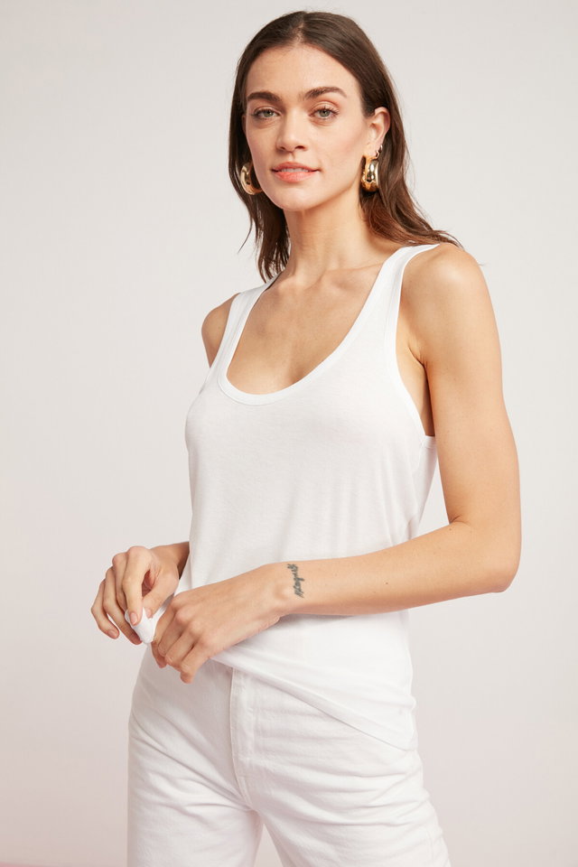 White - Lorraıne Women's Viscose Elastane Blend Lightly Draped Wide Strap White Athlete
