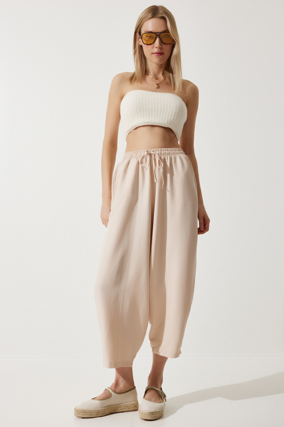 Women's Pocketed Linen Viscose Shalwar Trousers CV00001