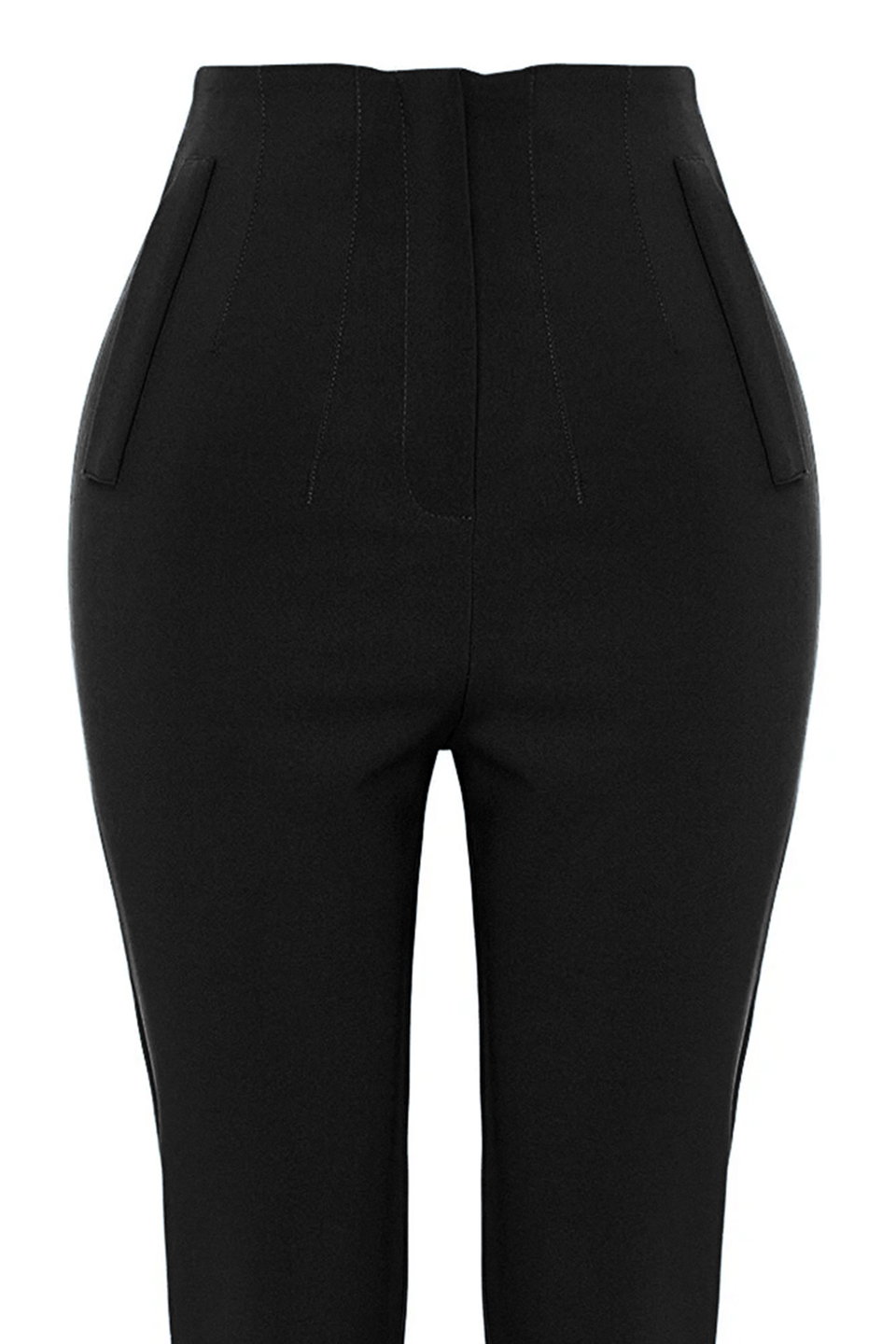 Cigarette Pattern Darted High Waist Ankle Length Woven Fabric Trousers TWOSS20PL0515
