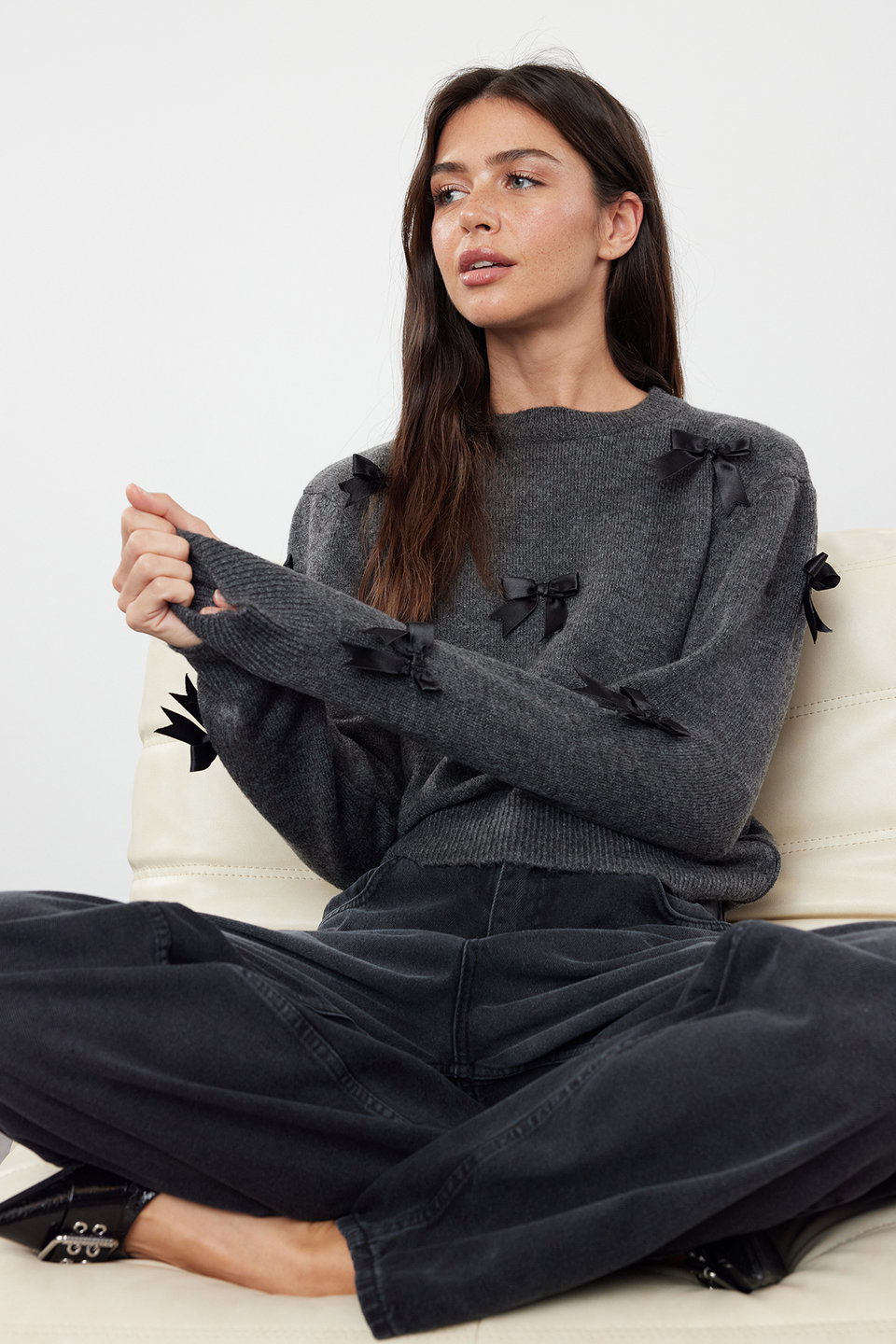 Soft Texture Ribbon/Bow Detailed Knitwear Sweater TWOAW25KZ00155