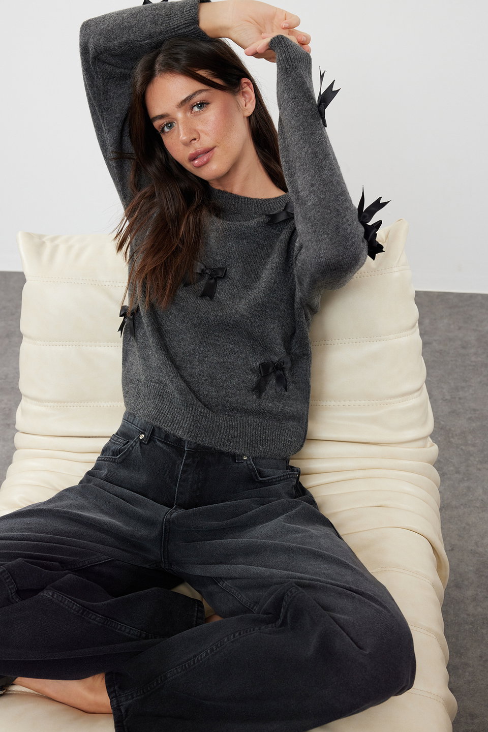 Soft Texture Ribbon/Bow Detailed Knitwear Sweater TWOAW25KZ00155