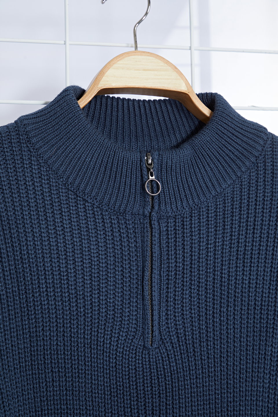 Casual Regular Fit Couple/Double Half Turtleneck Zipper Collar Sweater TMNAW22KZ1908