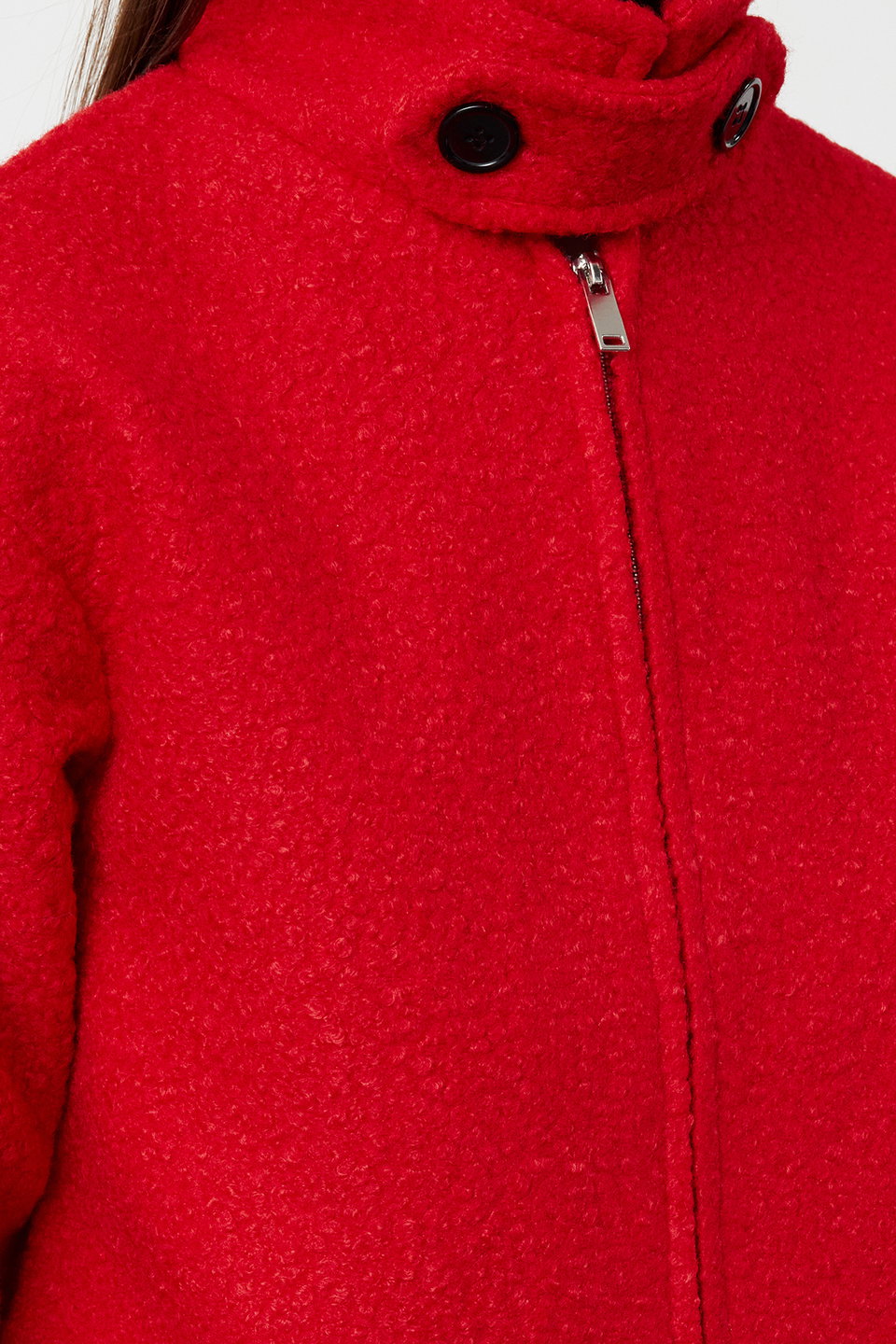 Collar Detailed Boucle Thin Jacket Coat TWOAW25MO00086