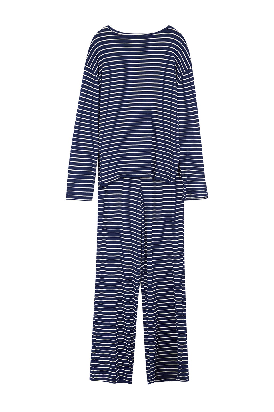 Striped Rainbow Printed Viscose Knitted Pajama Set THMAW25PT00014