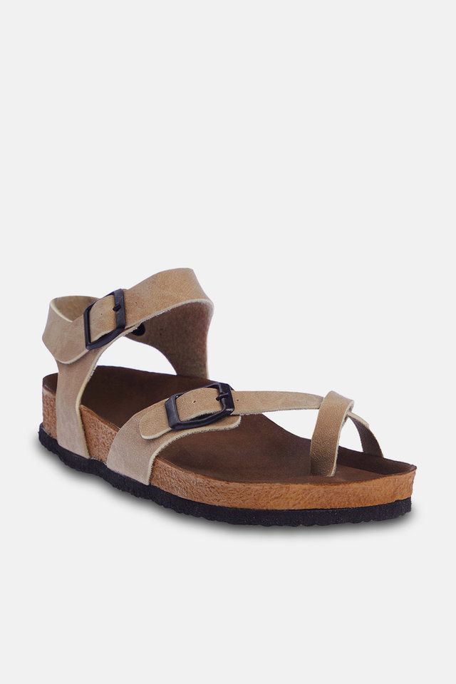Beige - Beige Women's Sandals with Toe Strap TAKSS24SD00000