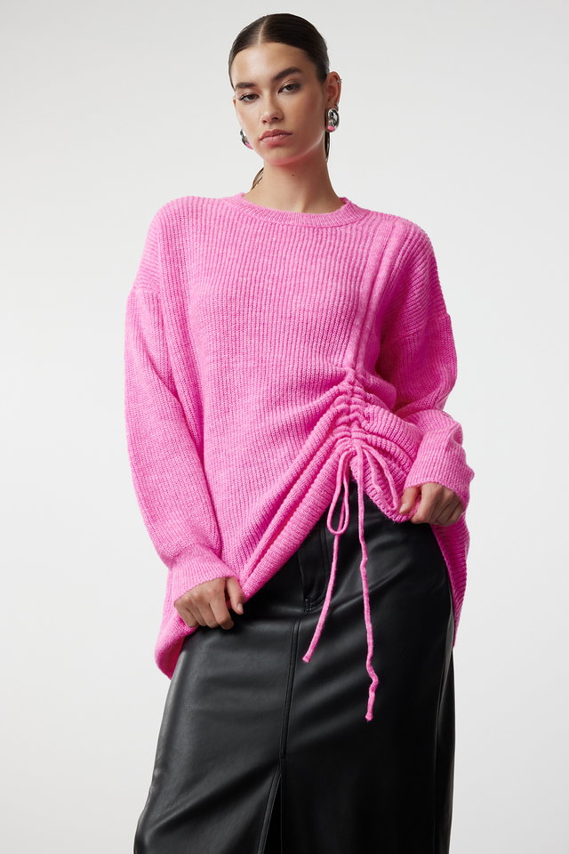 Pink - Pink Selanik Knitted Smock Detailed Knitwear Sweater TCTAW25AK00001