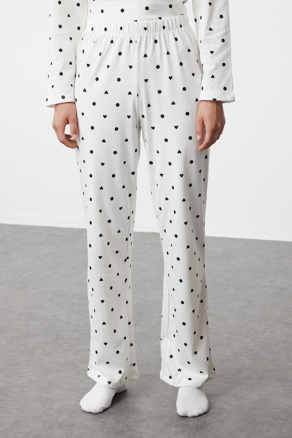 100% Cotton Polka Dot and Heart Knitted Pajama Set THMAW25PT00039