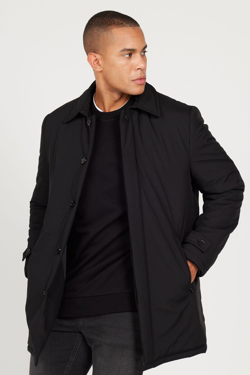 Men's Standard Fit Normal Cut Shirt Collar Coat