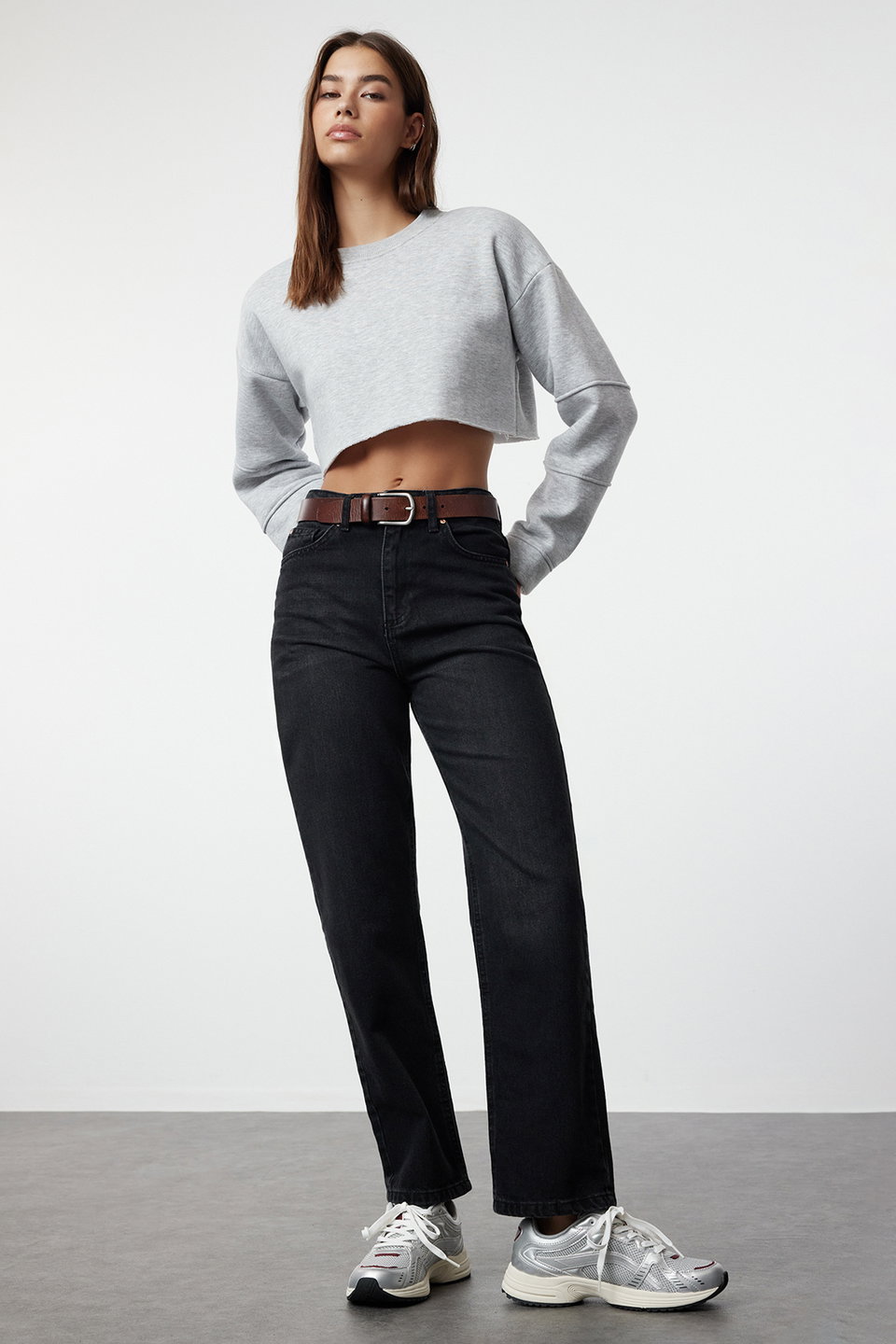 High Waist Straight Cut Straight Jeans Twoss23Je00089
